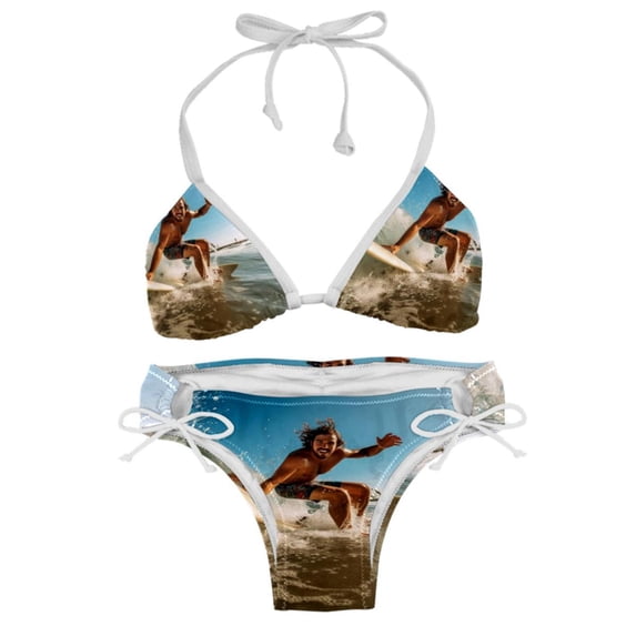 Surfing in Summer Women's Bikini Set with Detachable Sponge, Adjustable Strap | 2-Pack, Beachwear, Poolside, Swimsuit.