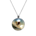 thumbnail image 1 of Surfing in Summer Women's Circular Glass Pendant Necklace - Elegant Jewelry for Women, 1 of 5