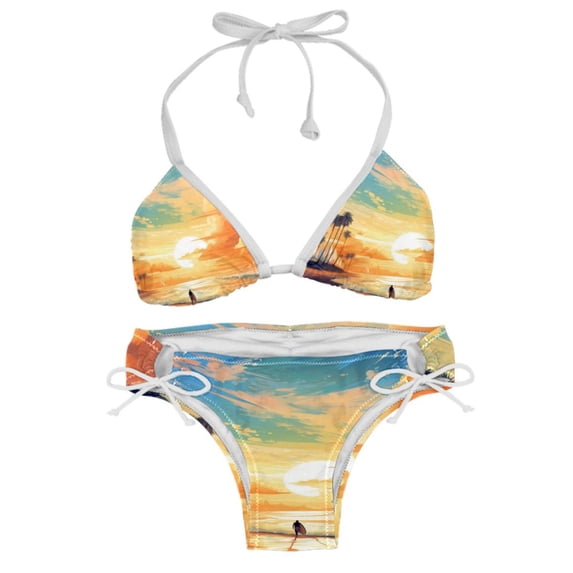 Surfing in Summer Women's Swim Suit Bikini Set 2-Pack with Detachable Sponge and Adjustable Strap for Beach and Pool Parties