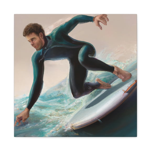 Surfing in Sunset Hues - Canvas