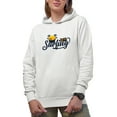 thumbnail image 1 of Surfing with Surf Van, Surfer & Palm Trees, White Hooded Sweatshirt or Hoodie, Medium, 1 of 5