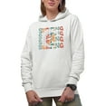 thumbnail image 1 of Surfing with a Surfer Image, Groovy Retro Wavy Text Merch Gift, White Hooded Sweatshirt or Hoodie, Small, 1 of 5