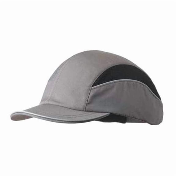 Bump Cap, Short Brim Baseball, Inner ABS Polymer, Outer Nylon, Hook-and-Loop Suspension, Gray