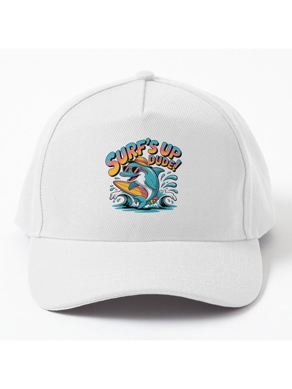 Surfs Up Dude Baseball Cap, Surf Graphic Design