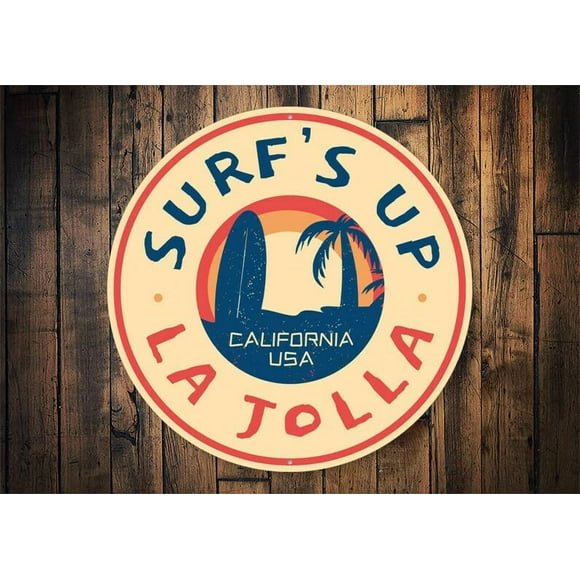 Surfs Up La Jolla Sign La Jolla Gift La Jolla Surf Gift Suft Sign Beach Lovers Surfing Hut Surfer Gift for Surfer Girl Surfing Shack 8"x8"
