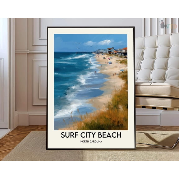 Surfside Beach Coastal Poster, Unframed Paper Poster 8x10in