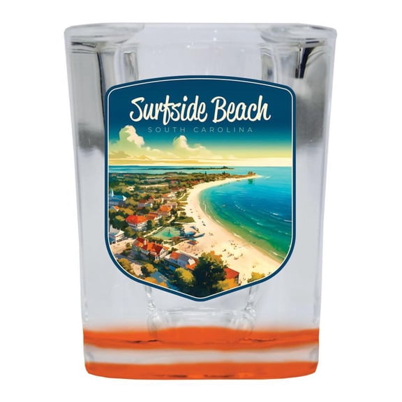 Surfside Beach South Carolina Design A Souvenir 2 oz Square Shot Glass Orange
