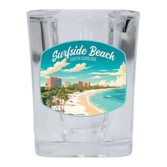 Surfside Beach South Carolina Design B Souvenir 2 oz Square Shot Glass Clear