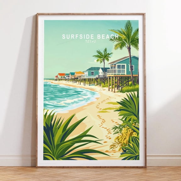 Surfside Beach Texas Coastal Nature Print, Unframed Paper Print Size 8x12