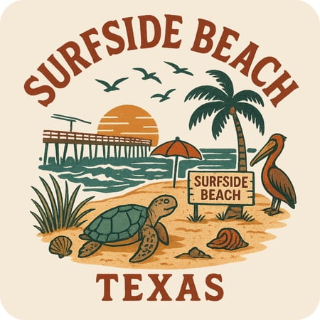 Surfside Beach Texas Keepsakes Souvenir Vinyl Sticker – Destination Travel Keepsake Collectible (4-Inches Wide)