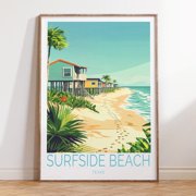 Surfside Beach Texas Wall Art Print, Scenic Beach Travel Decor