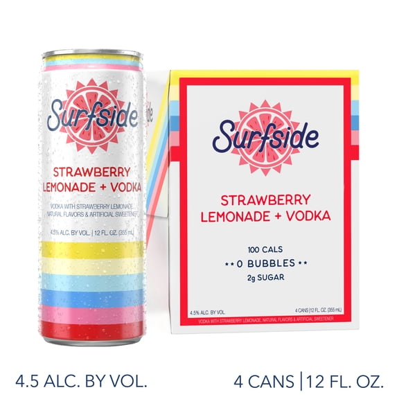 Surfside Strawberry Lemonade 4 Pack - 12 fl Oz Cans