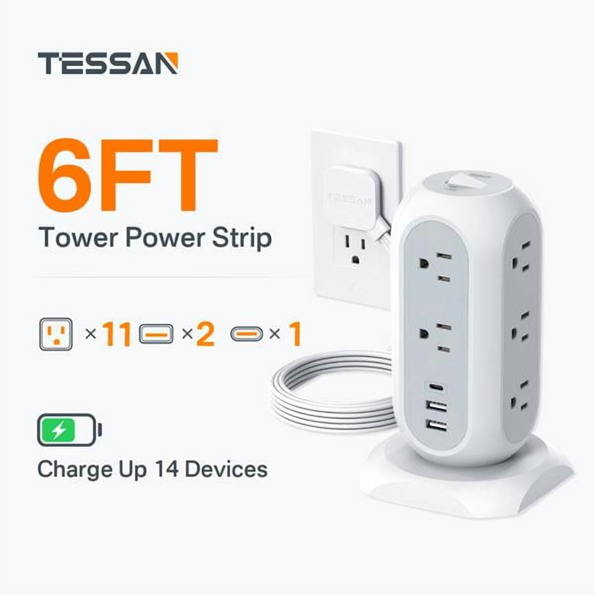 Surge Protection Power Strip, Flat Plug Extension Cord Sockets 10 ft ...