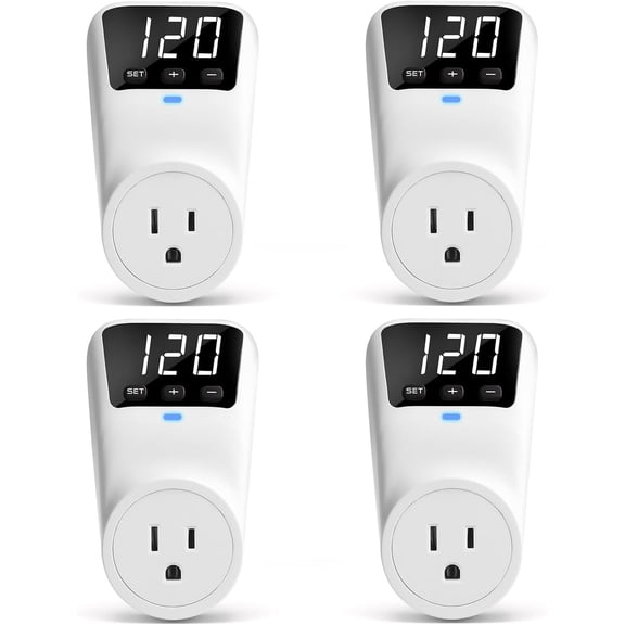 Surge Protector, 1800W Wall Surge Protector for Refrigerator, TV, PC, Appliance, Regulator with LED Display Screen, Adjustable Protector, 15A, 120V, 4 Pack