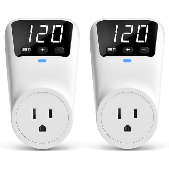 Surge Protector, 1800W Wall Surge Protector for Refrigerator, TV, PC, Home Appliance, Voltage Regulator with LED Display Screen, Adjustable Voltage Protector, 15A, 120V, 2 Pack,120V-2 Pack