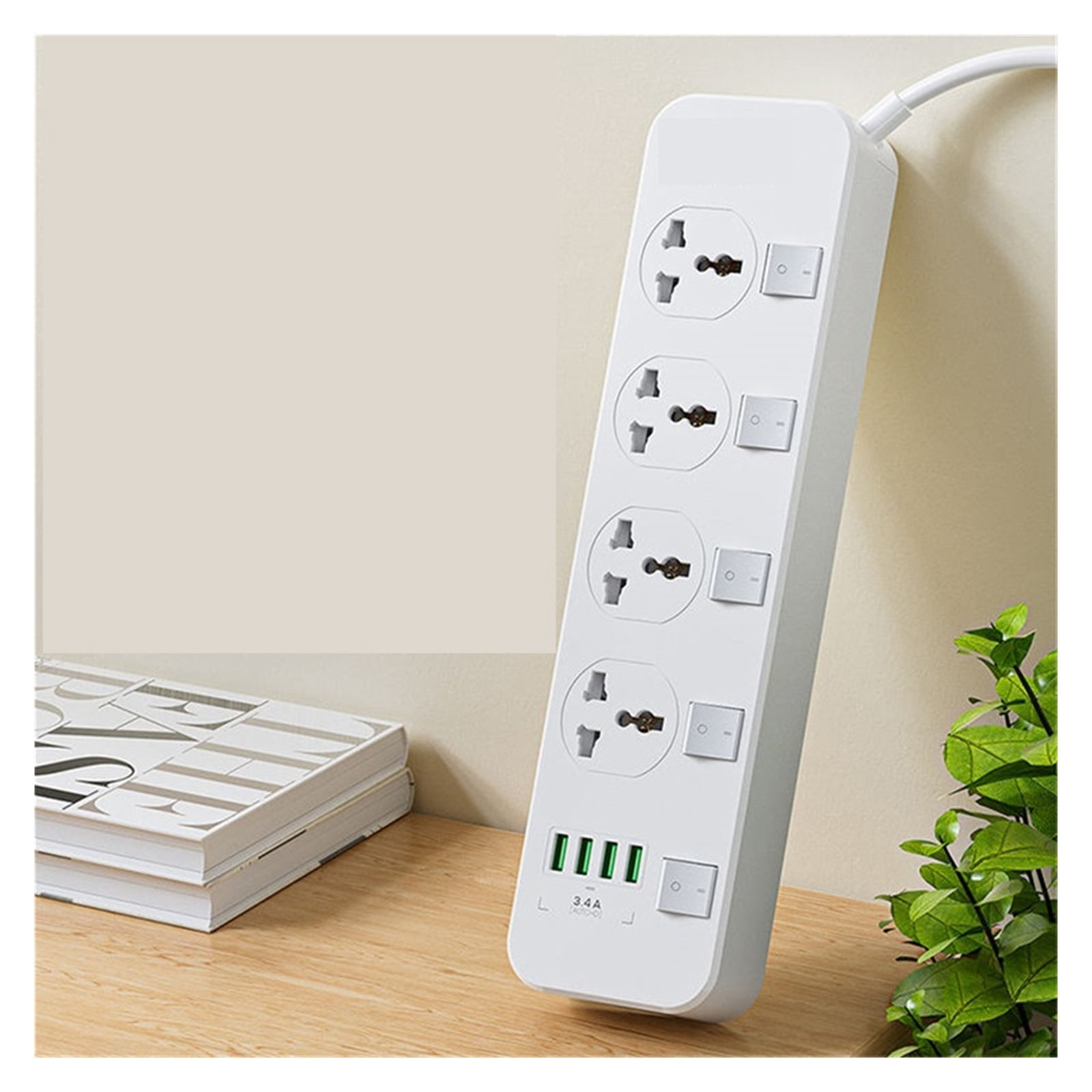 Surge Protector 4 Outlets Power Strip With 4 USB Phone Charger Switch Electric Extension Socket Network Filter