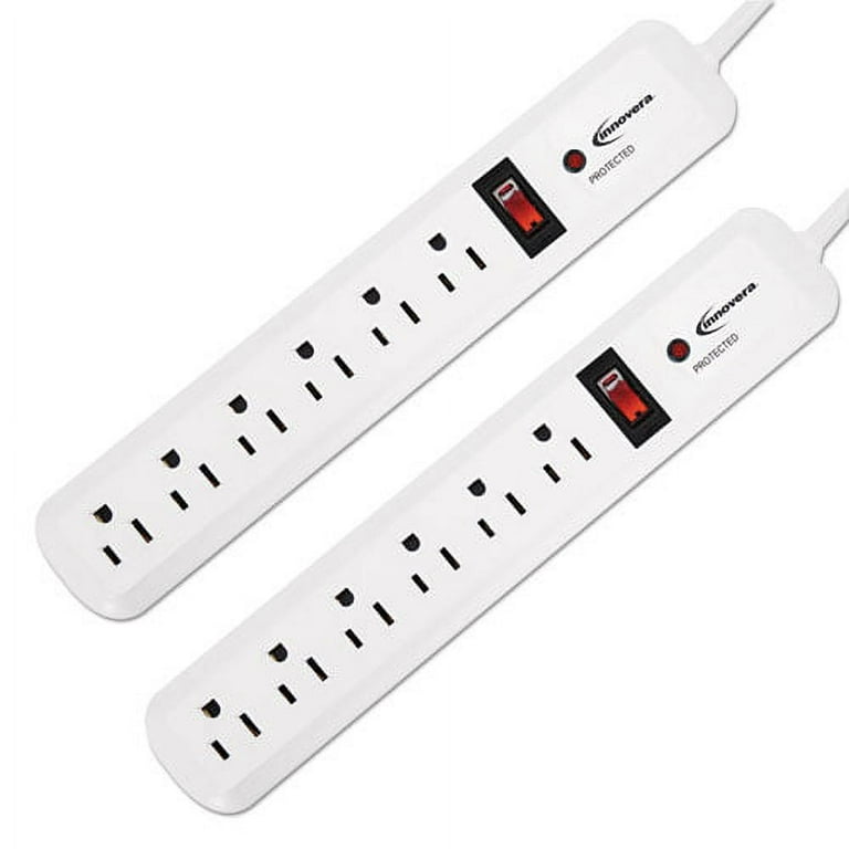 Surge Protector, 6 AC Outlets, 4 ft Cord, 540 J, White, 2/Pack Surge Protector, 6 AC Outlets, 4 ft Cord, 540 J, White, 2/Pack