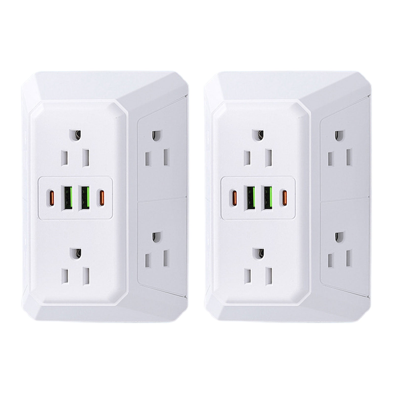 Surge Protector Outlet Extender, 6 Outlets 4 USB Charger (2 USB-A 2 USB-C), 1800J Multi Plug Power Strip for Home Office Dorm.(White 1pcs)