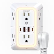Surge Protector, Outlet Extender with Night Light Wall Charger, 6-Outlet Splitter Expander and 4 USB Ports2 USB C, 1875W Multi Plug Wall Outlet for Home Office Dorm Room Essentials