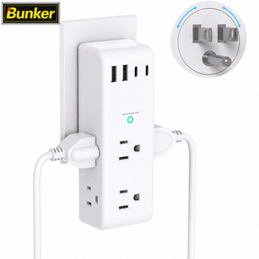 Surge Protector Outlet Extender with Rotating Plug, 6 AC Outlets and 4 USB Ports (2 USB-C), 1800J Wall Charger, 3-Sided Power Strip Adapter for Home Office Travel