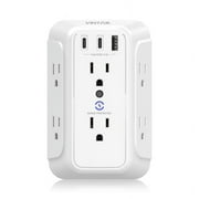 Surge Protector Outlet Extender, VINTAR 6 Outlet Splitter with 3 USB Charging Ports 2 USB C Ports, 900J Multi Plug Outlet Power Strip, 3-Sided Usb Wall Charger for Home Travel Office ETL Listed