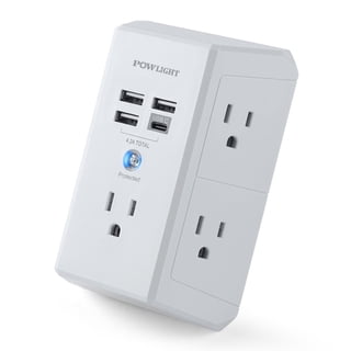 Surge Protector Outlet with 5 AC Outlets and 4 USB Ports (1 USB-C), Multi-Plug Wall Adapter for Home, School, and Office, ETL Certified