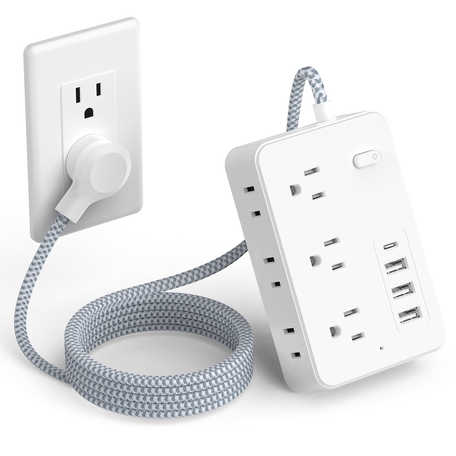 Surge Protector Power Strip with 10-Foot Flat Plug Extension Cord, 6 ...