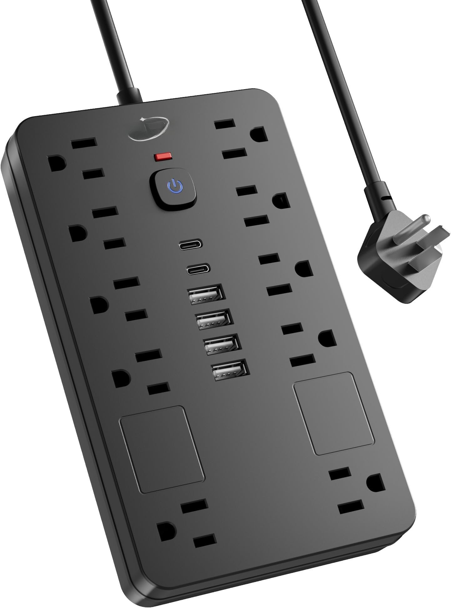 Surge Protector Power Strip,10 Outlets(1850W/15A/14AWG) with 6 USB Ports (2 USB C), 6  Extension Cord wall Mount Power Strip, ETL Listed for , Dorm Room