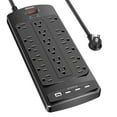 thumbnail image 1 of Surge Protector Power Strip(2100J) - 18 Outlets and 4 USB Ports (1875W/15A), 6ft Power Cord for Home, Office, Dormitory, Black, 1 of 8