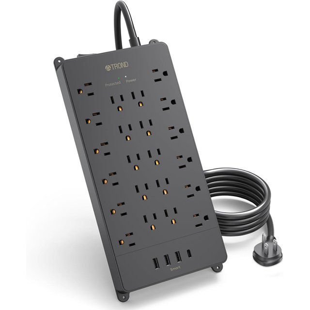 Surge Protector Power Strip, 22 Widely Spaced Outlets with 4 USB Ports