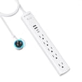 thumbnail image 1 of Surge Protector Power Strip with 360° Rotating Flat Plug, 5 Widely Spaced Outlets with 2 USB C and 2 USB A, 1440J Surge Protector, Wall Mountable, Extension Cord 6ft for Home Office Dorm, White, 1 of 3