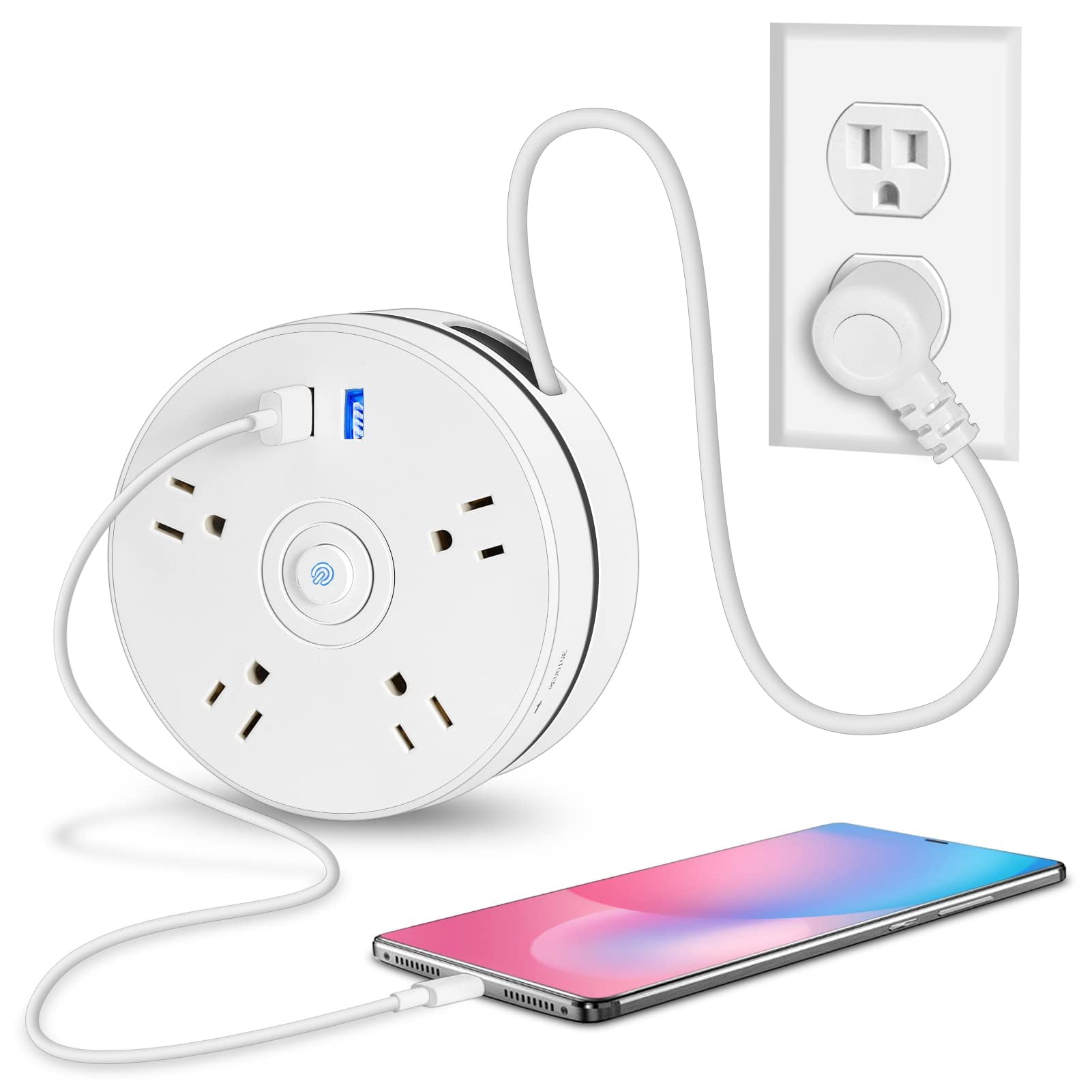 Gzjevcy 4-Outlet Surge Protector with 2 USB, 5.9 FT Cord, 125V/10A ...