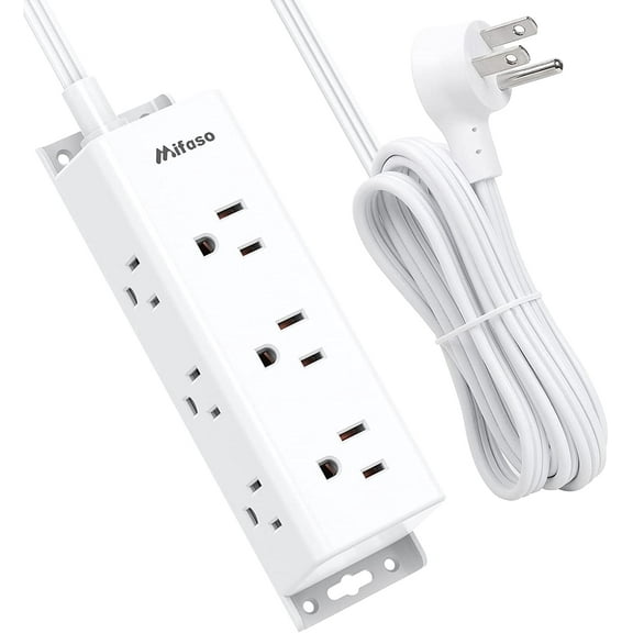Surge Protector Power Strip - 9 Widely Spaced Multi Outlets, Wall Mount, 3 Side Outlet Extender with Extension Cord, Flat Plug, Overload Protection, Home Office Dorm Room Essentials (5FT, White)