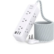 Surge Protector Power Strip, Braided Extension Cord with 9 AC Outlets 2 USB-A 1 USB-C Ports, 5ft Flat Plug Outlet Extension, 3 Sided Desktop Charging Station for Home,Office, Dorm, Travel, 900J