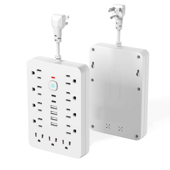 Surge Protector Power Strip, Chiefway Extension Cord with 11 AC Outlets, 6 USB Ports (2 USBC) & One-Touch Switch, Suitable for Office Home Travel Dorm(White)