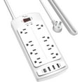 thumbnail image 1 of Surge Protector Power Strip - Nuetsa Flat Plug Extension Cord with 8 Outlets and 4 USB Ports, 10 Feet Power Cord (1625W/13A), 2700 Joules, ETL Listed, White, 1 of 4