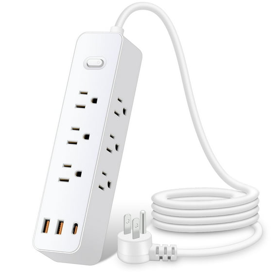 Surge Protector Power Strip, OGEDNAC 9 Widely AC 3 Sides Multiple Outlets, 3 USB Ports(1 USB C), Extension Cord 4Ft, Wall Mount, 1700 Joule Desk Charging Station for Home Office Dorm Room, White