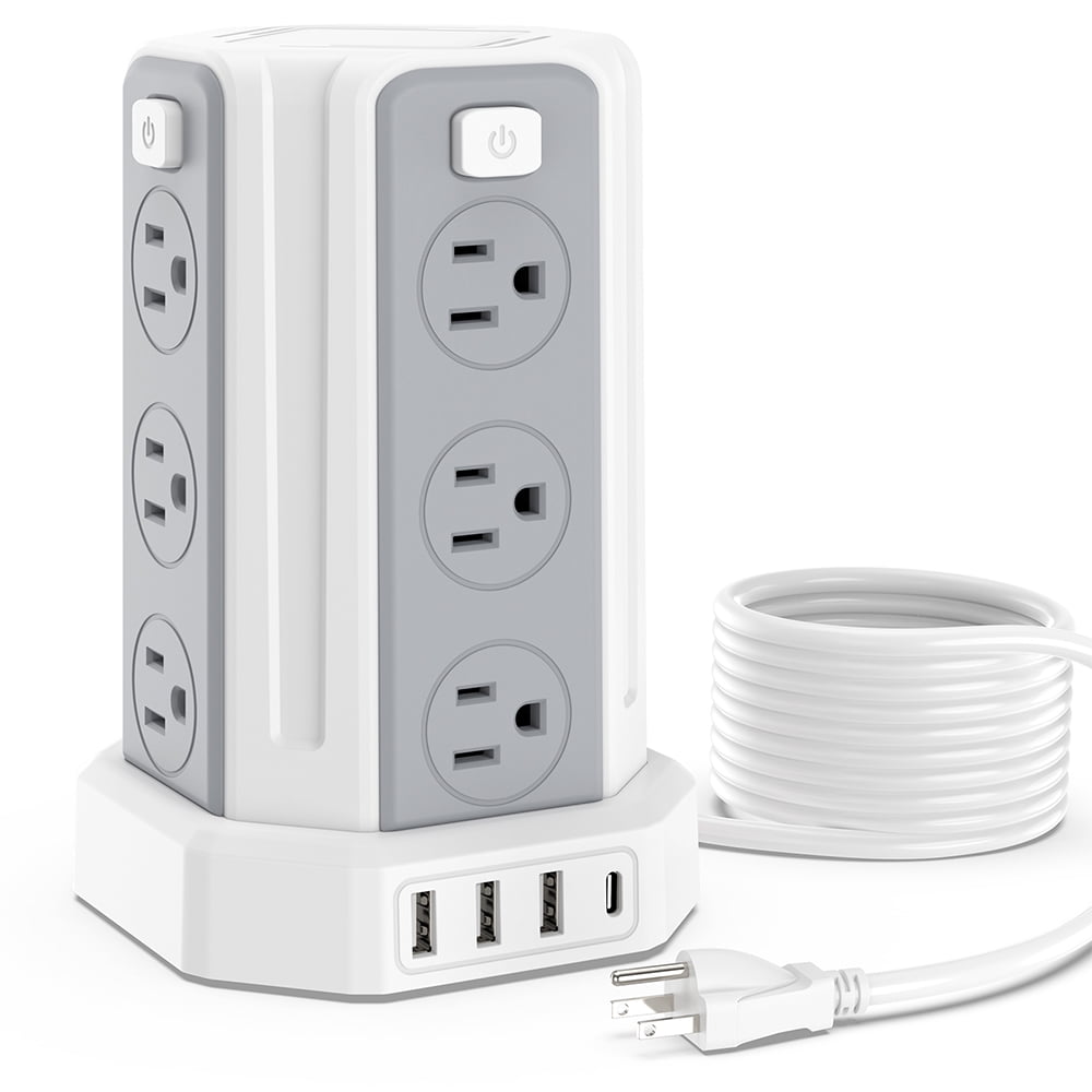 PRO 7-Outlet Surge Protector Power Strip With 25-Foot Cord – 1080 Joules – White