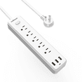 thumbnail image 1 of Surge Protector Power Strip with 5 AC Outlets 3 USB Ports 3.3 ft Extension Cords ETL Listed, White, 1 of 7