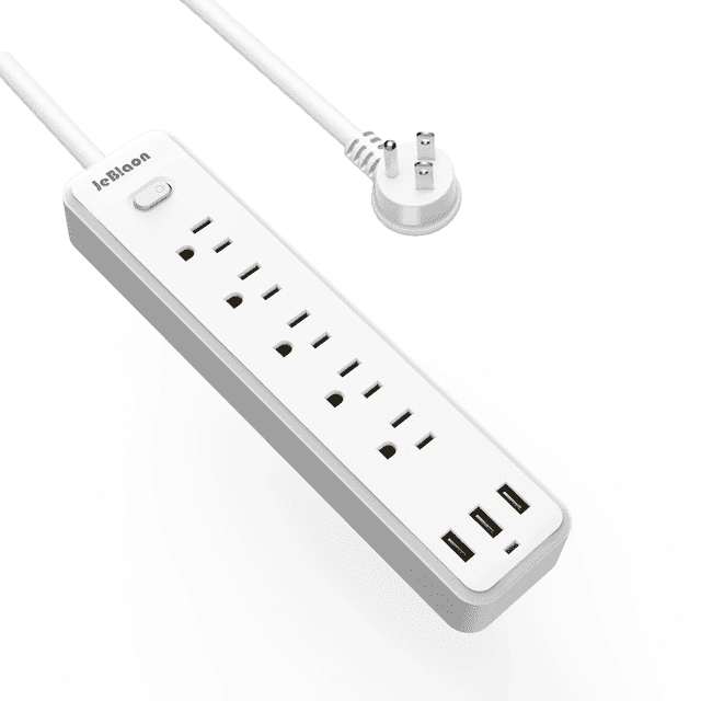 Surge Protector Power Strip with 5 AC Outlets 3 USB Ports 3.3 ft Extension Cords ETL Listed, White