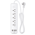 thumbnail image 1 of BOHASHIN Surge Protector Power Strip, with 5 Outlets and 3 USB Ports, 4ft Extension Cord, ETL Listed, White, 1 of 8