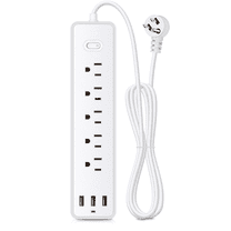 BOHASHIN Surge Protector Power Strip, with 5 Outlets and 3 USB Ports, 4ft Extension Cord, ETL Listed, White