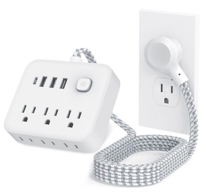 Surge Protector Power Strip with 6 Outlets, 3 USB Ports & USB-C, 900J Protection, 5ft Braided Cord, Overload Safety for Home Office Desk