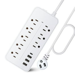 DEWENWILS 2-Pack 6-Outlet Power Strip Surge Protector with 6ft Long Extension Cord, Low Profile Flat Plug, 500 Joules, Wall Mount, White AHOU606J