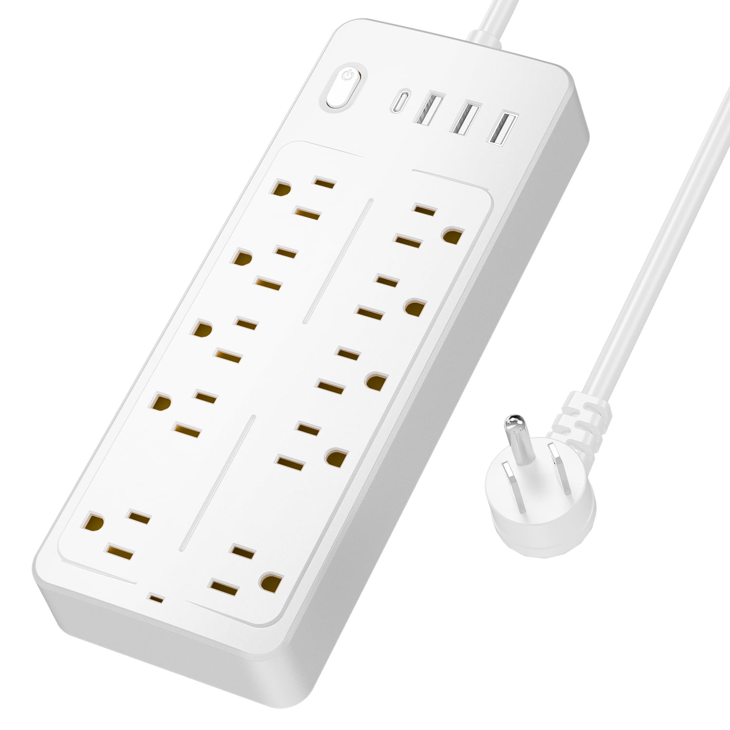 Surge Protector with USB Ports Flat Plug Extension Cord with 10