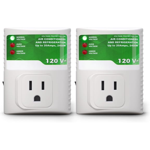Surge Protector, Surge Protector Outlet for Refrigerator, Wall Power Protector Plug in for TV, , Washing Machine, Freezer and Appliances, 120VAC, 20Amp, 2400Watts, 2 Pack