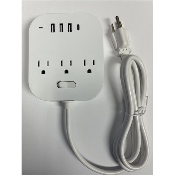 Surge Protector with Three 110 Volt Outlets, One USB-C Charging Port and Three USB Charging Ports