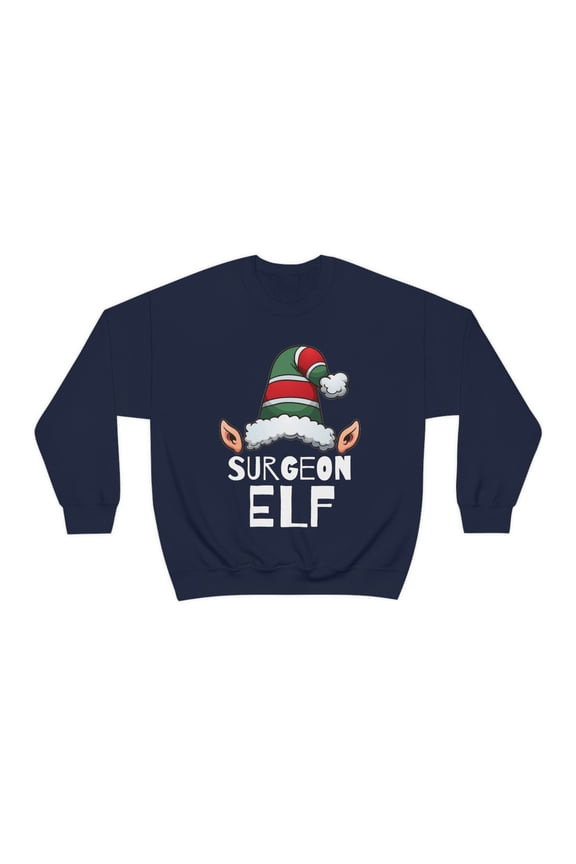 Surgeon Elf Unisex Sweatshirt, S-2XL Christmas Medical School Elves