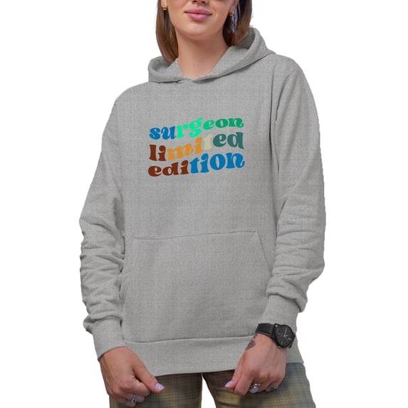 Surgeon Limited Edition, Surgery Doctor or Medical Profession Themed, Groovy Retro Wavy Text Merch Gift, Heather Grey Hooded Sweatshirt or Hoodie, 2XL