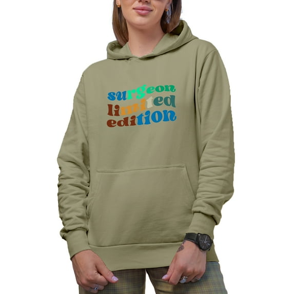 Surgeon Limited Edition, Surgery Doctor or Medical Profession Themed, Groovy Retro Wavy Text Merch Gift, Sand Hooded Sweatshirt or Hoodie, XL